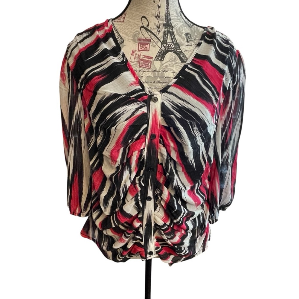 Elegant Women's Black and Pink Blouse